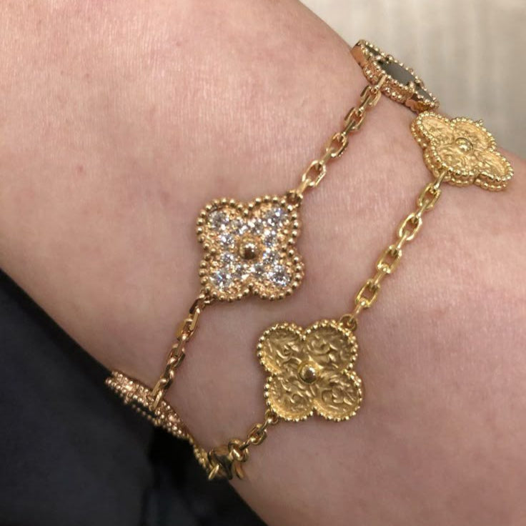 Firkløver Armbånd med Zirkonia